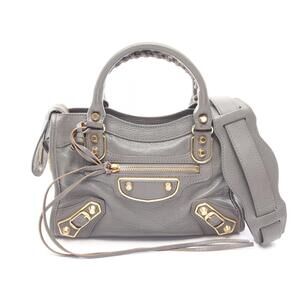 Balenciaga Metallic City Handbag Leather Gray
